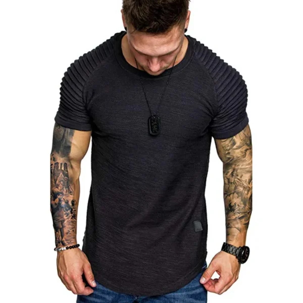 Round neck simple style short sleeve T-shirt for men 2-pack black