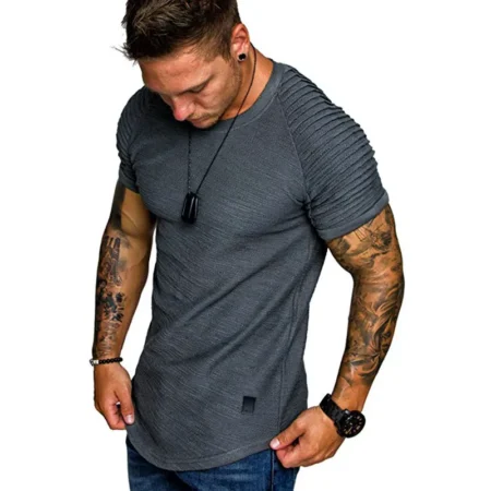 Round neck simple style short sleeve T-shirt for men 2-pack gray