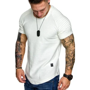 Round neck simple style short sleeve T-shirt for men 2-pack white