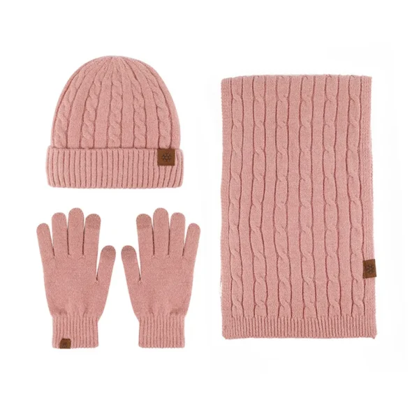 Skjerf lue og hansker pale pink