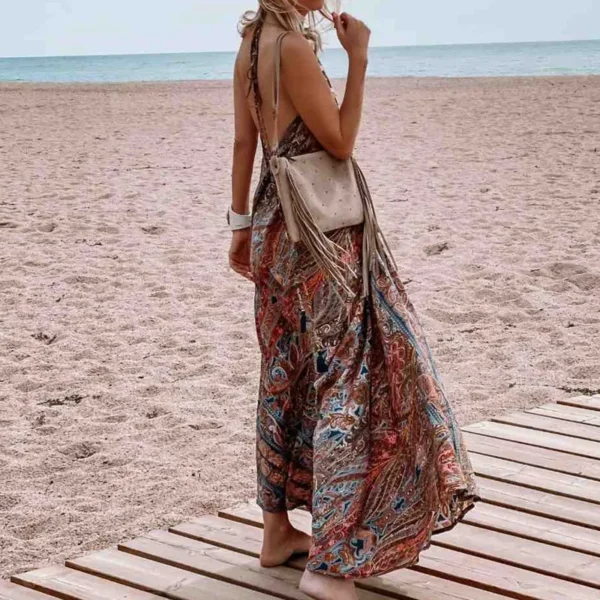 Bohemian Long Halter Printing Dress c