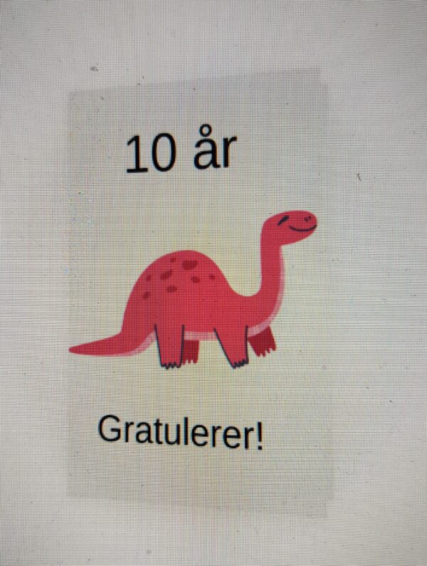 Fødselsdagskort for barn 10 år dino