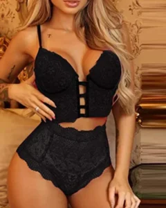 Blonde truse og BH sexy lace panties and bustier black