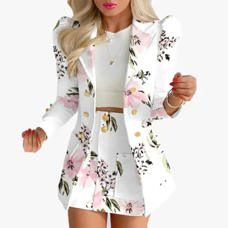 Floral blazer and skirt suit