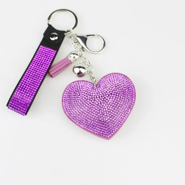 Bag accessory nøkkelring med lilla hjerte heart shape bag pendant keychain