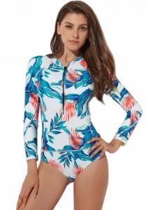 Floral white long sleeve surfing suit
