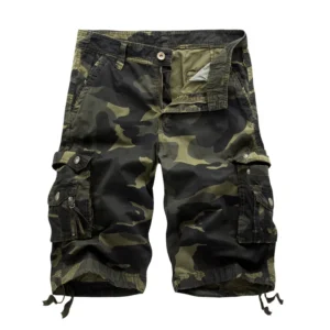 Green camouflage printing shorts for men