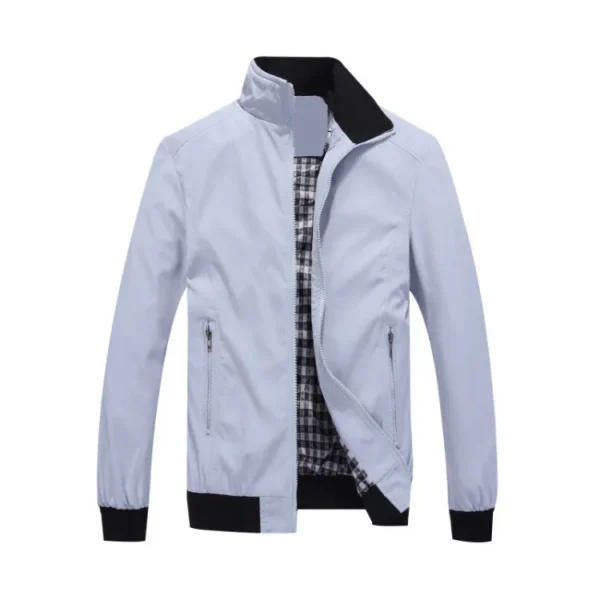 Jakke for menn lysegrå men's casual standing collar jacket light gray