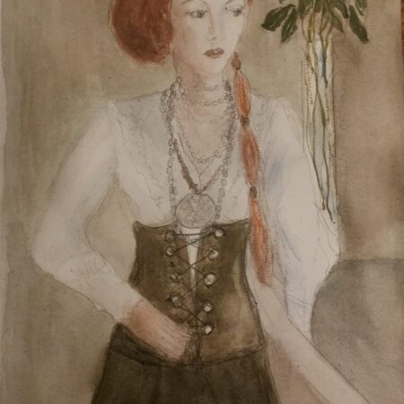 Akvarell maleri Steampunk kvinne