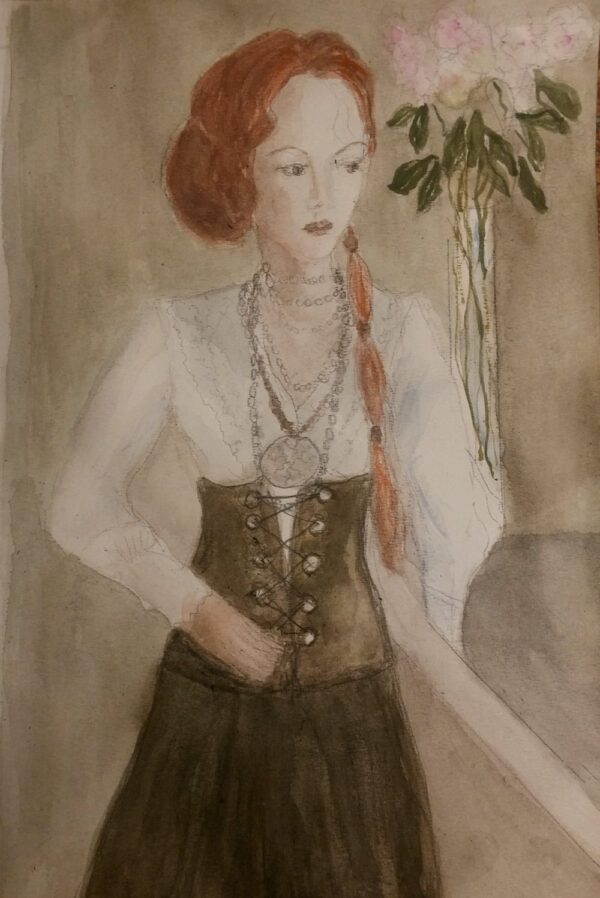 Akvarell maleri Steampunk kvinne