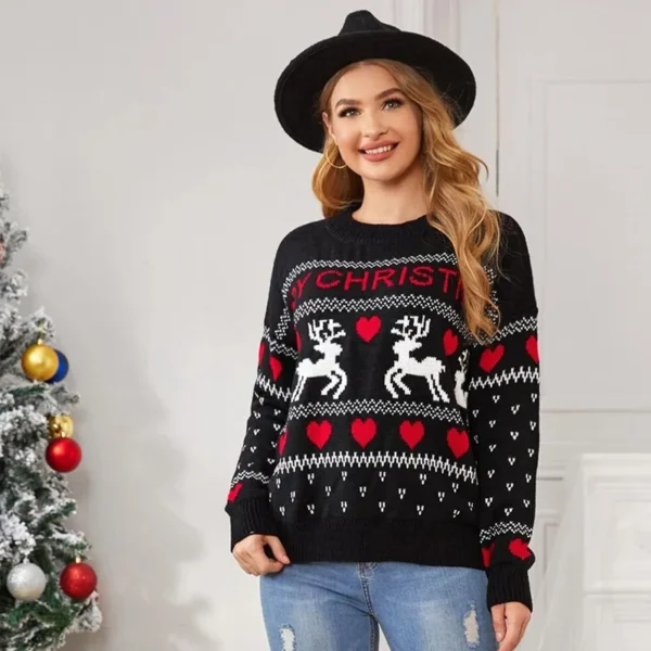 Julegenser Sort Printed Christmas Sweater Black