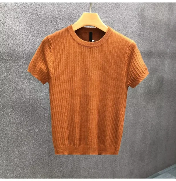 Knit short sleeve T-shirt for men orange