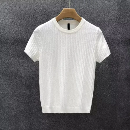 Knit short sleeve T-shirt for men white