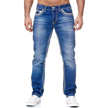 Light blue washed jeans for men