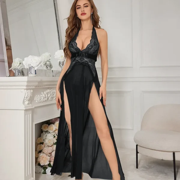 Sexy Long Lingerie Dress Black