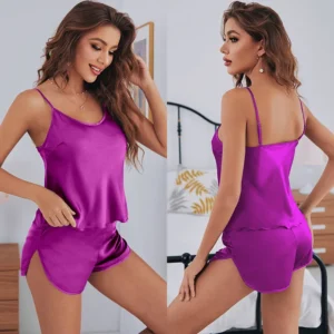 2-piece shorts top set pajamas set for women purple