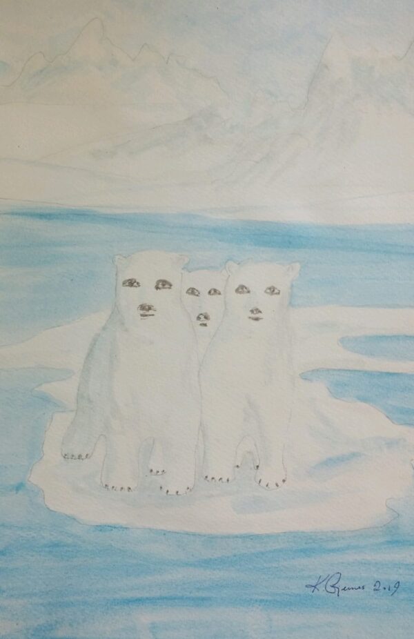 Akvarell Isbjørnunger