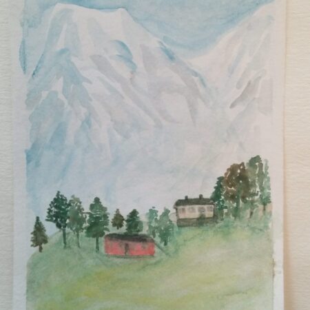 Akvarell bilde Opp mot fjellet