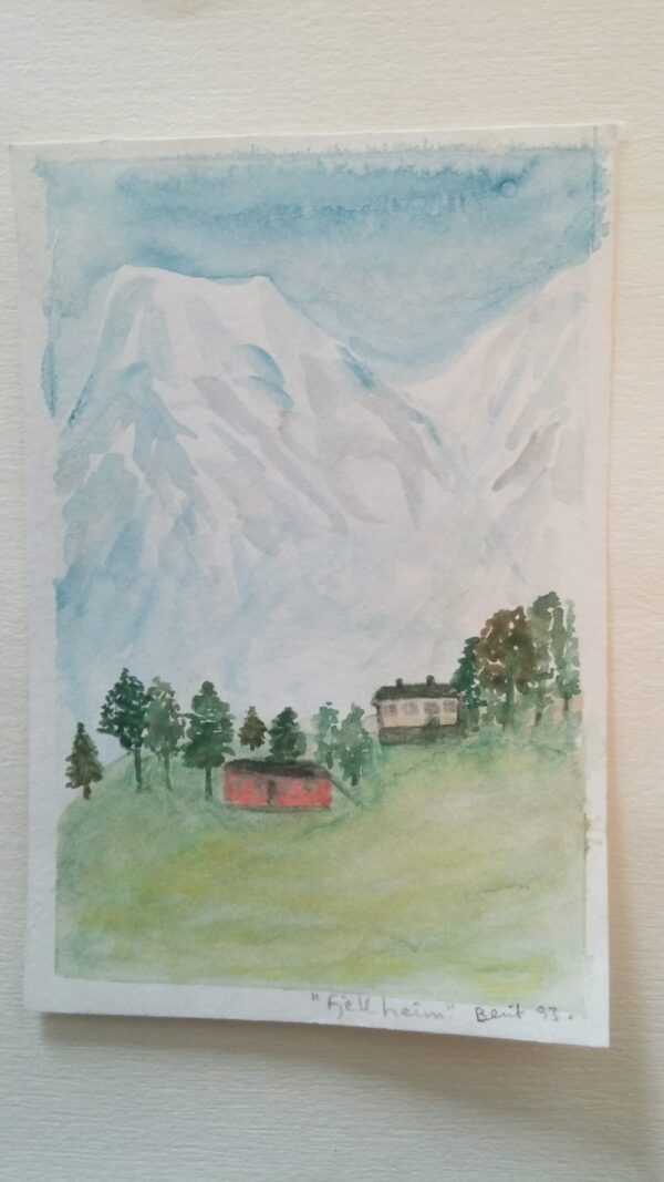 Akvarell bilde Opp mot fjellet