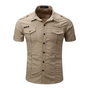 Beige short sleeve shirt for men