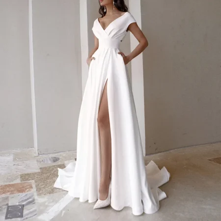 Bride's Dress Long White Elegant Sexy Dress