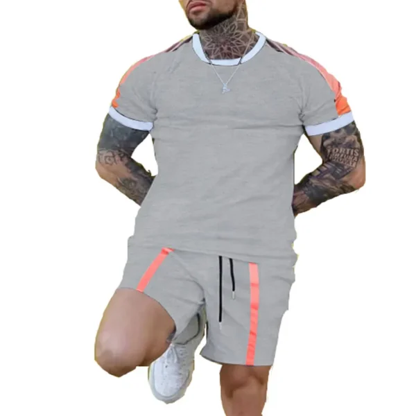 Casual Men's Clothing 2-piece T-shirt Shorts Set Gray