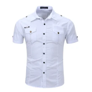 Cotton shirt short sleeve white shirt Small-3XL