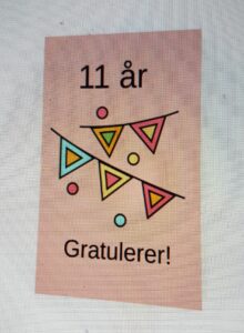 Gratulasjonskort bursdagskort 11 år rosa