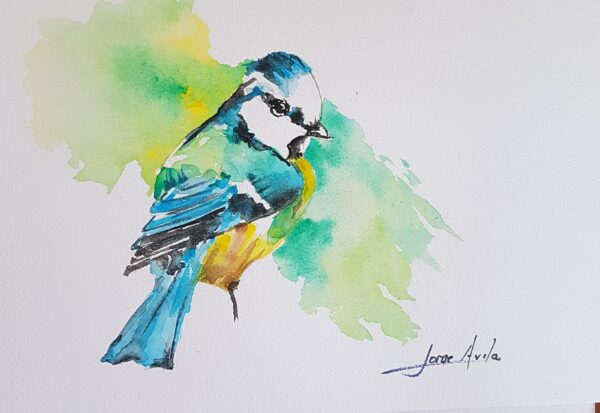 Home Decoration Watercolor Painting Cute Little Bird