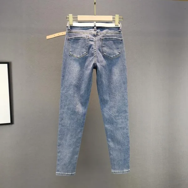 Jeans med sølv sequin broderi c