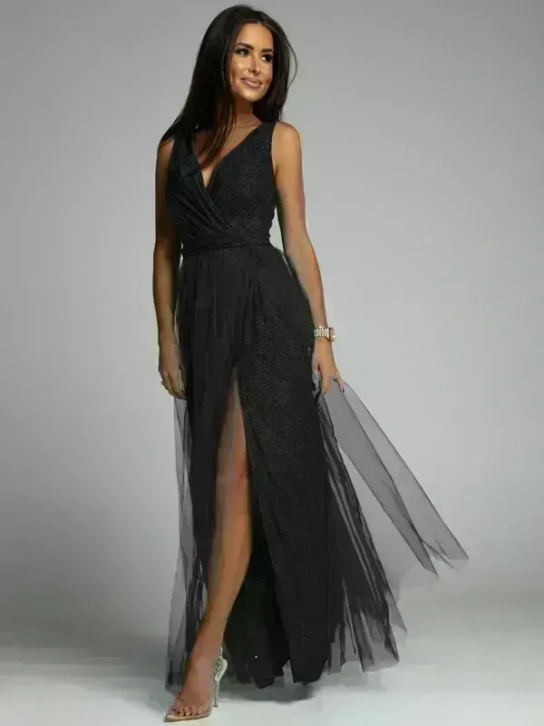 Lang kjole gresk stil kostyme sort