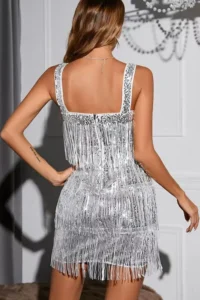 Partykjole dansekjole med frynser sexy flapper dress silver b