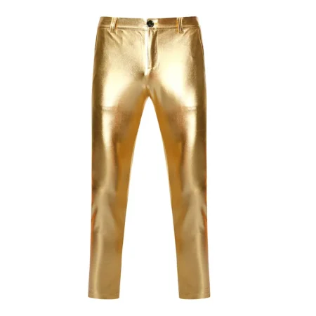 Slim long pants for men gold