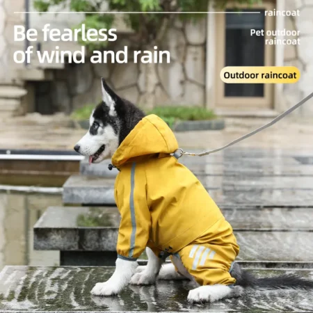 Heldekkende regntøy for hunder gul