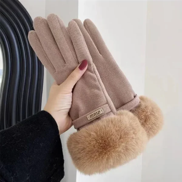 Hansker med kaninpels women's gloves rabbit-fur warm gloves brown