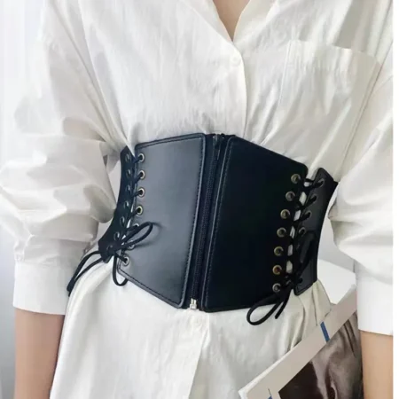 PU corset belt black. a