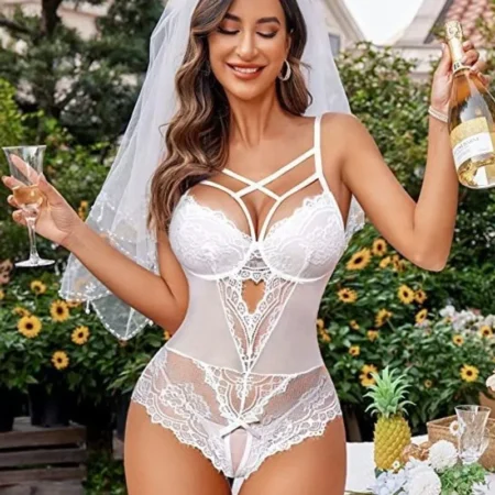 White sexy bodysuit bridal lingerie
