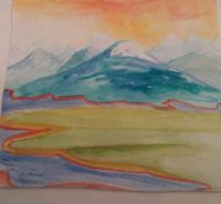 Aquarelle Painting Landscape wIth contrasts