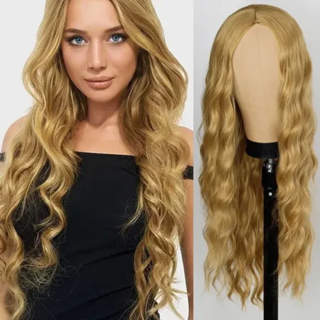 Party Street Long Curly Centre Parting Blond Hair Wig