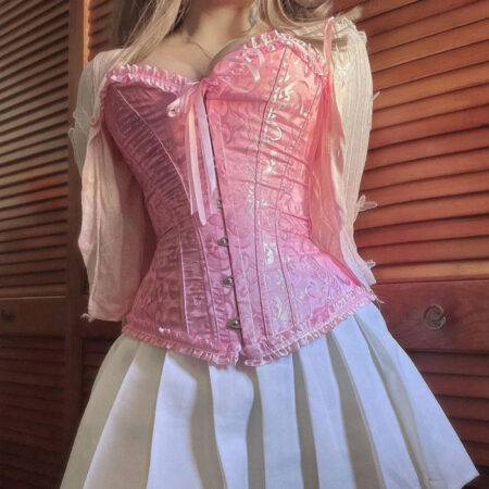 Pink brocade corset