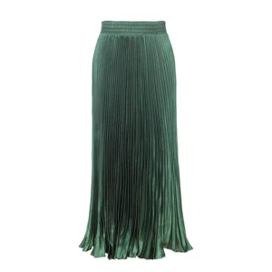 Pleated Maxi skirt green