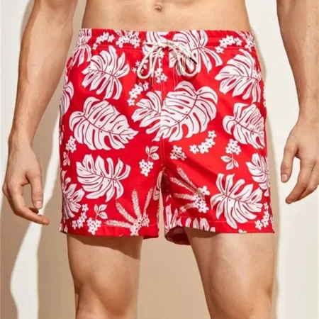 Red Floral Shorts For Men