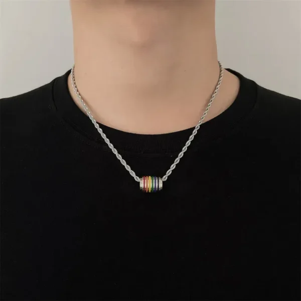 Unisex Necklace Rainbow Pendant