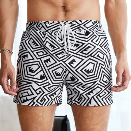 White printed shorts for men