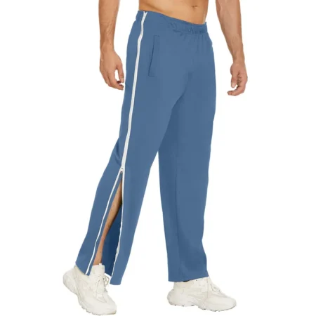 Breathable full length casual pants blue