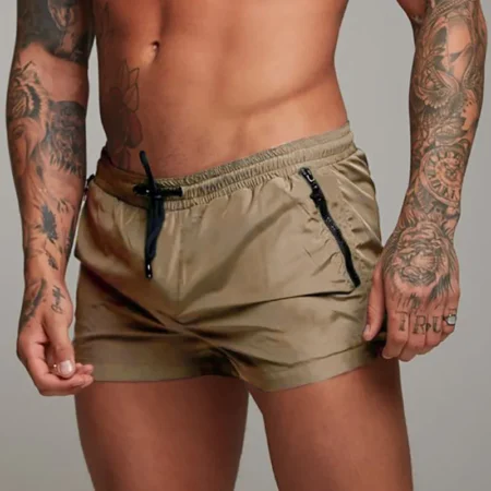 Beige Nylon Shorts For Men