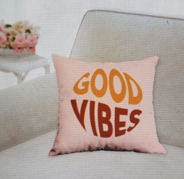 Pute til sofa Good Vibes rosa