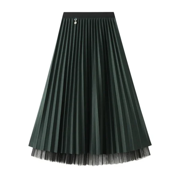 Langt grønt plissert skjørt long green skirt