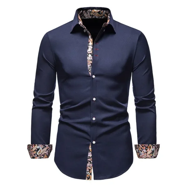 Shirt with colorful patchwork navy blue