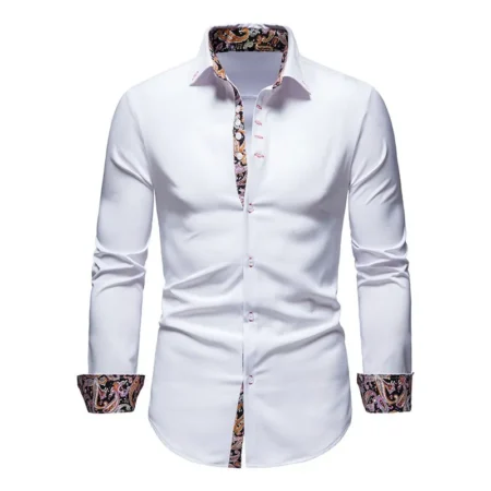 Shirt with colorful patchwork white